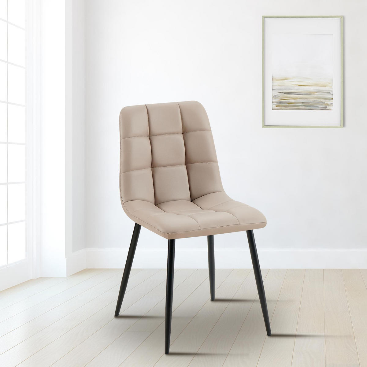 ESSZIMMERSTUHL Antibes Kunstleder 84x45x55 cm - Taupe, Leder (45/84/55cm) - furnicato