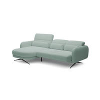 ECKSOFA BARILLO - Verstellbarer Rückenlehne, Stahlfüße, Elegante Armlehnen, Drei Rückenkissen, Freistehend, 261x170x97 cm Linke, Grün - Grün, Holz/Textil (170/261cm) - DomoHome