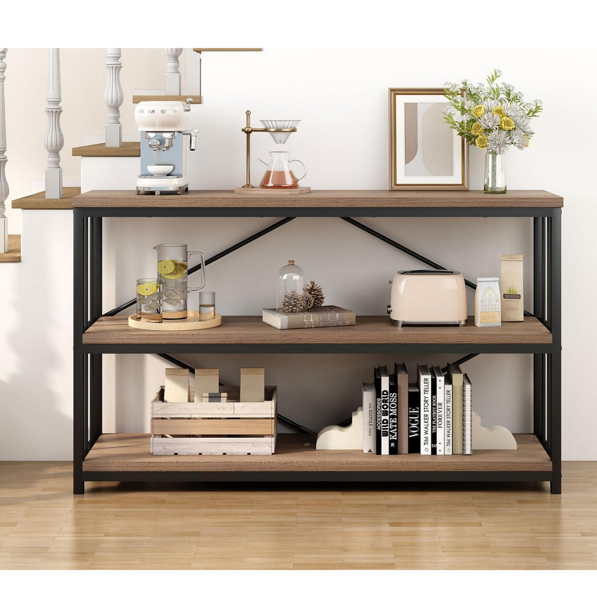 KONSOLENTISCH Metall Holz Industrial Design 140 x 34 x 74 cm - Wildeiche, Holzwerkstoff/Metall (34/140/74cm) - Quality Elegance