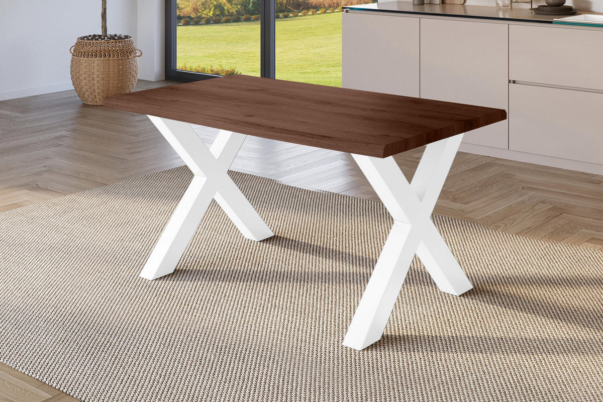 ESSTISCH JULIUS X - Nussbaumfarben/Weiß, Holz (85/160/77cm) - SAM