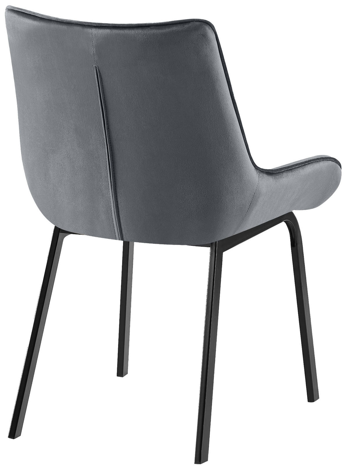 STUHL 2er Set Samt Dunkelgrau - Dunkelgrau/Schwarz, Textil/Metall (58/84/57cm) - CLP