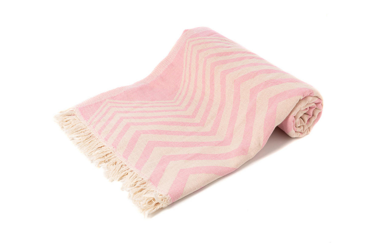 HAMAMTUCH Saunatuch Pink Zickzack für Babys geeignet 100%Baumwolle - Pink, Textil (100/180cm) - Villa Möbel