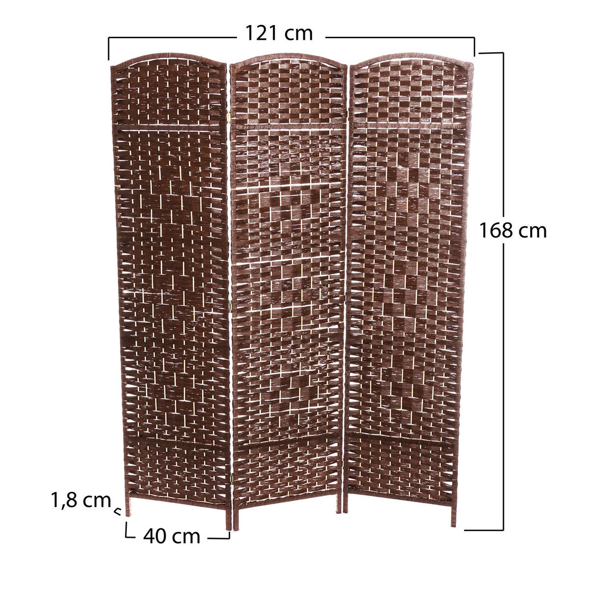 RAUMTEILER Quinn 3-tlg. 166x121 cm, Rattan-Look hellbraun - Hellbraun, Holz (121/168/2cm) - CREEDWOOD