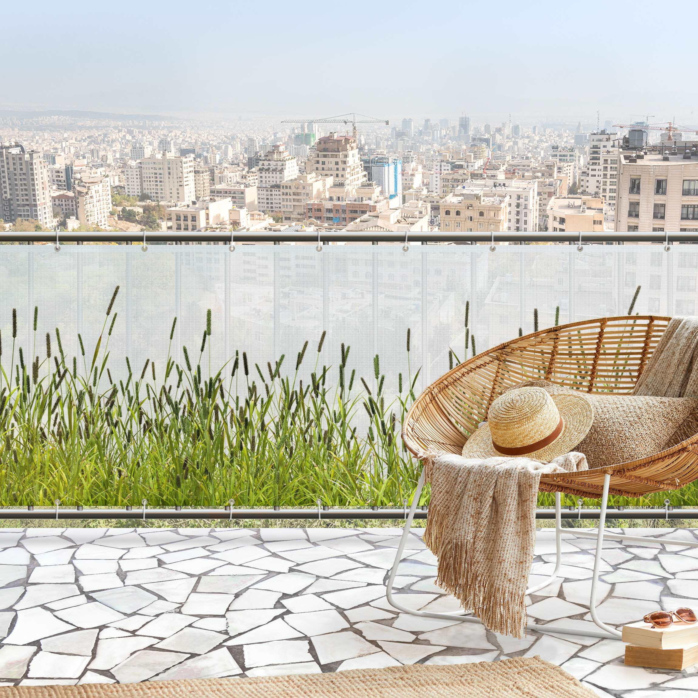 Thumbnail - Bilderwelten Balkon, Grün, Kunststoff, Baum/Pflanze/Natur, Rechteckig, 450x75 cm, Sonnen- & Sichtschutz, Sichtschutz Gar...