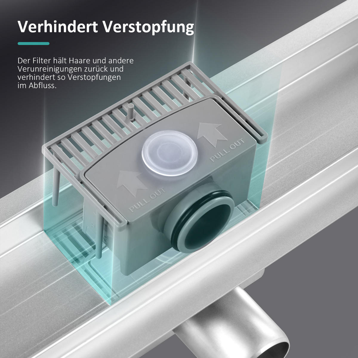 DUSCHRINNE Edelstahl Dusche & Bad 60/11 cm - Chromfarben, Metall (11/9/60cm) - EMKE