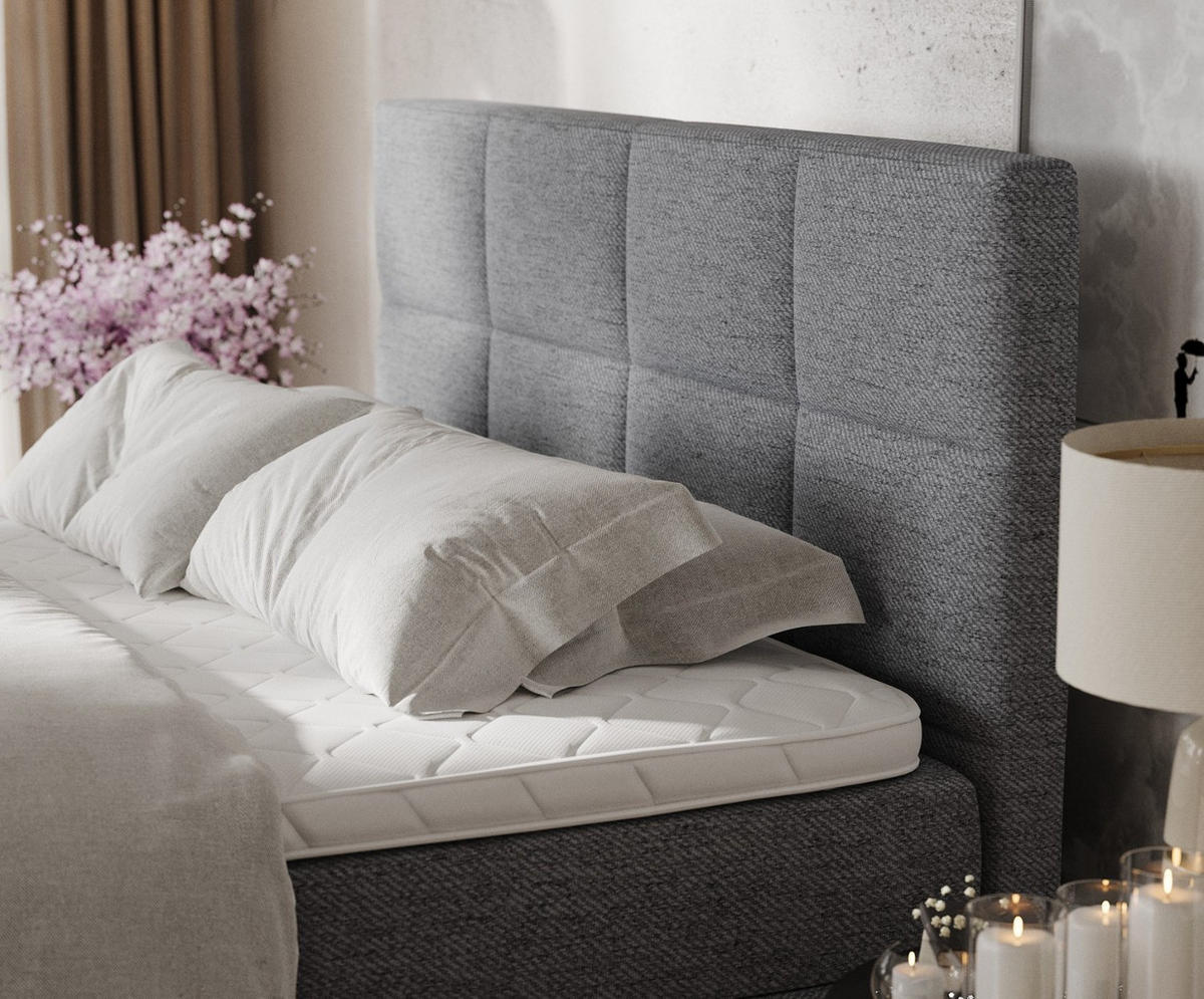 BOXBETT Velto 180/200 cm Grau im Neve Stoff - Schwarz/Grau, Holz/Holzwerkstoff (180/200cm) - AltaBeds