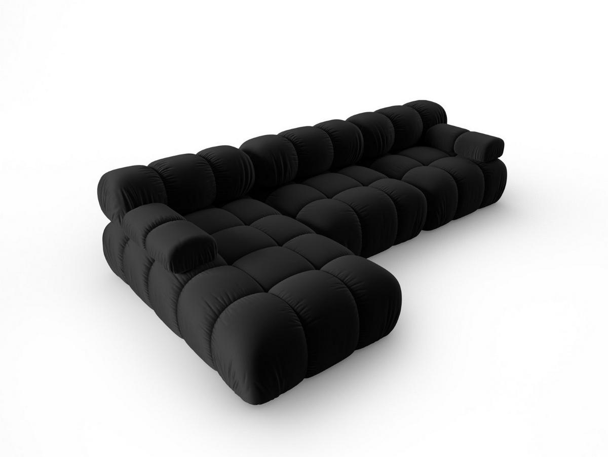 MODULARES-ECKSOFA links Bellis aus Samt schwarz 4 Sitzplätze - Schwarz, Textil (122/285cm) - Micadoni