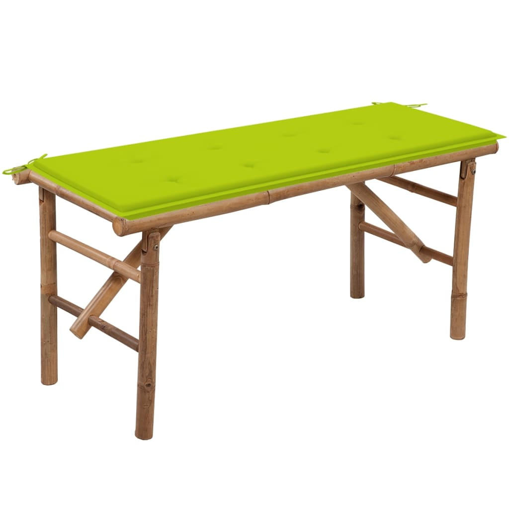 KLAPPBARE Gartenbank mit Auflage 118 cm Bambus - Grün, Holz (38/45/118cm) - furnicato