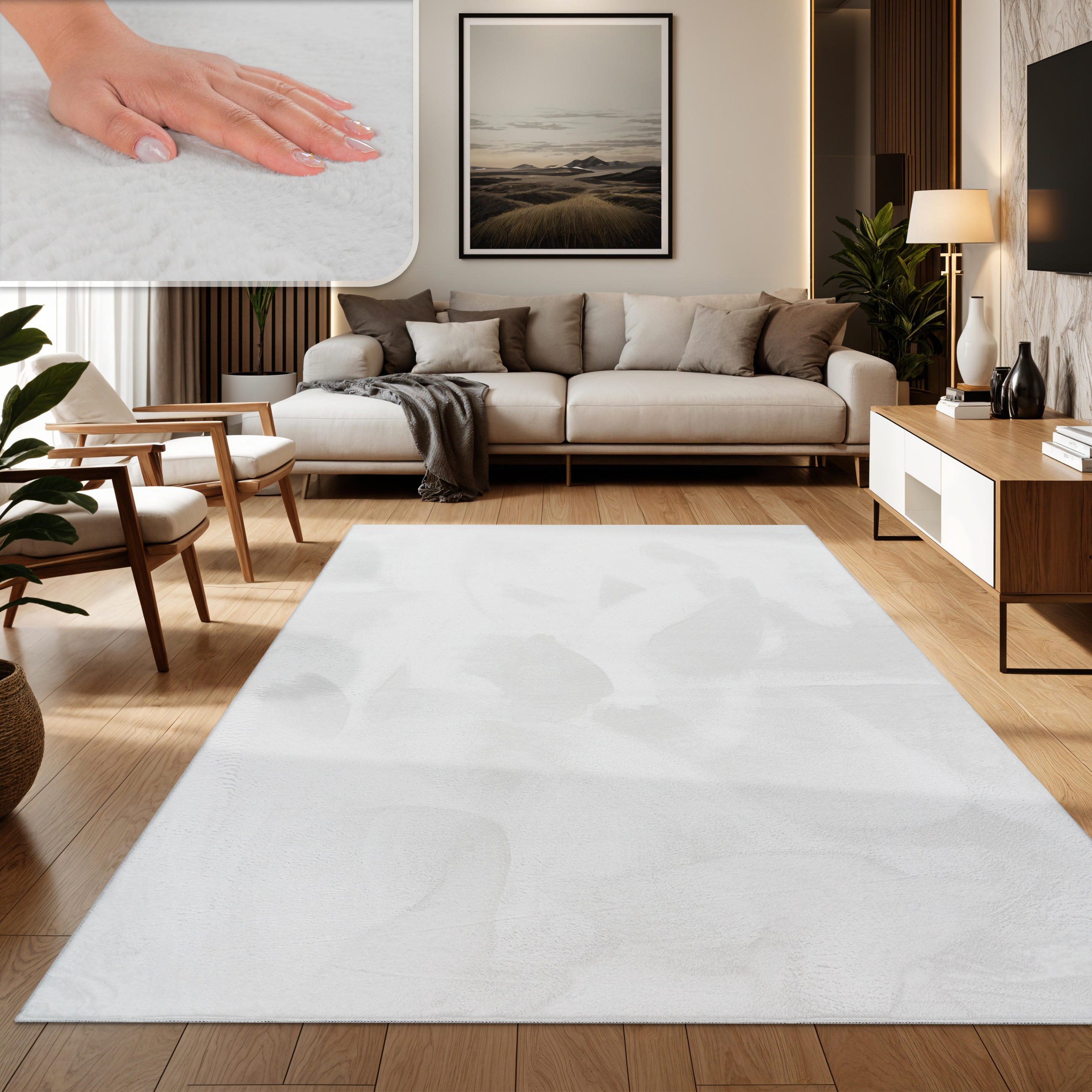 HOCHFLORTEPPICH 160/230 cm Soft 380 - Weiß, Textil (160/230cm) - Paco Home