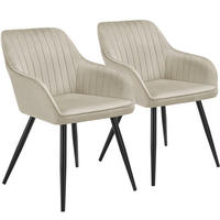 ESSZIMMERSTUHL 2er Set Marilyn 58 x 62 x 82 cm creme/schwarz - Creme/Schwarz, Metall (58/82/62cm) - tectake