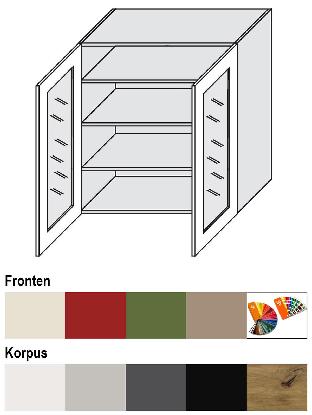 HÄNGESCHRANK Brerra W4S/90 Grau / RAL 6025 farngrün Matt 90 / 32,5 / 96cm - Grau/Grün, Holz/Holzwerkstoff (90/96/32.5cm) - Feldmann-Wohnen