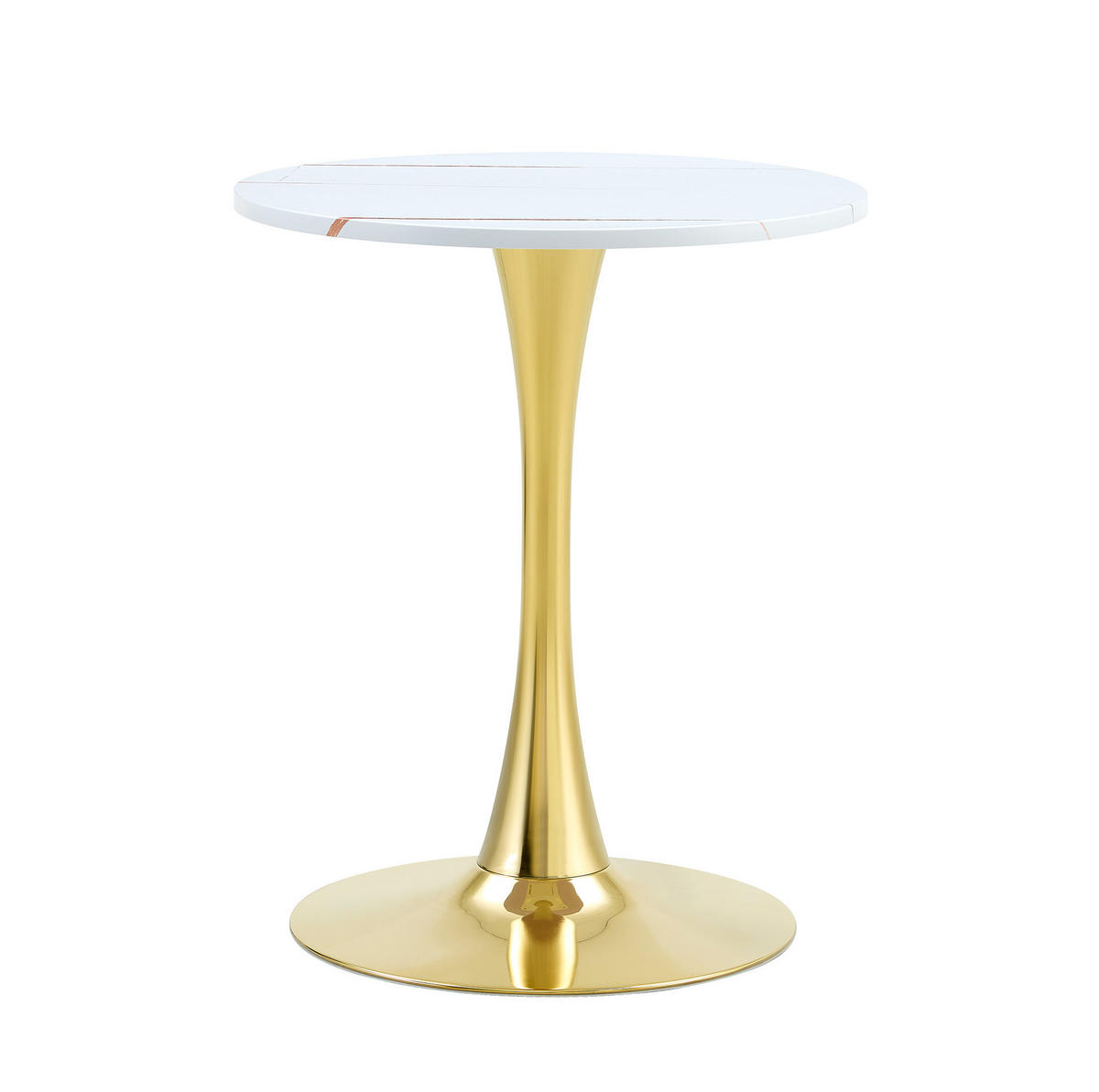 BEISTELLTISCH 60/60/72 cm Weiß Gold runder Tisch aus MDF und Metall mit thermoformierter Platte - Weiß, Holzwerkstoff (60/60/72cm) - OKWISH