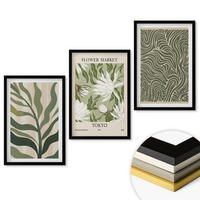 WANDBILDER 3er-Set - 40x60 cm Schwarzer Rahmen - Pflanzenmuster, Boho-Dekorationen - Schwarz, Kunststoff (40/60cm) - ArtPrintCave