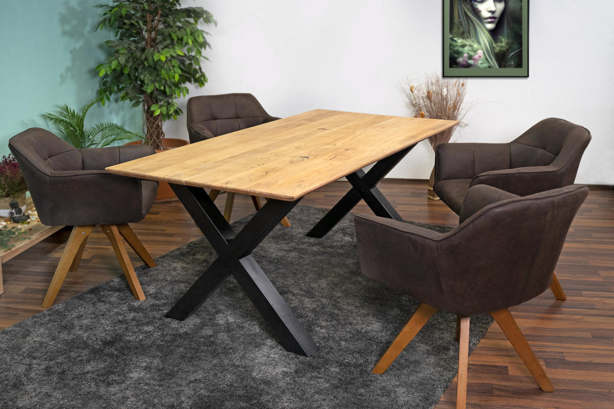 ESSTISCH ANDI - Beige/Schwarz, Holz/Metall (100/260/77cm) - SAM