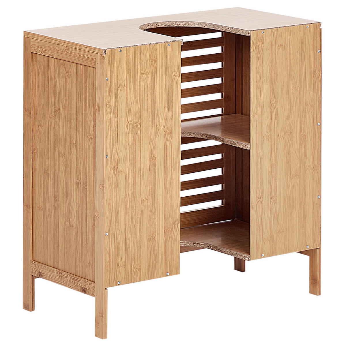 WASCHBECKENUNTERSCHRANK Heller Holzfarbton Missoula - Hellbraun, Holz (60/60/30cm) - Beliani