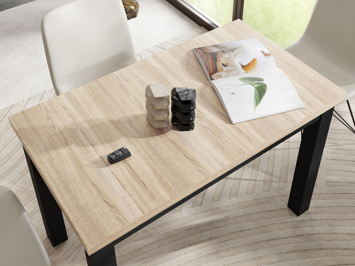 ESSTISCH Arden rechteckig, Eiche Hell Braun 100/60/73 cm - Schwarz/Sonoma Eiche, Holz/Holzwerkstoff (100/60/73cm) - WFL GROUP