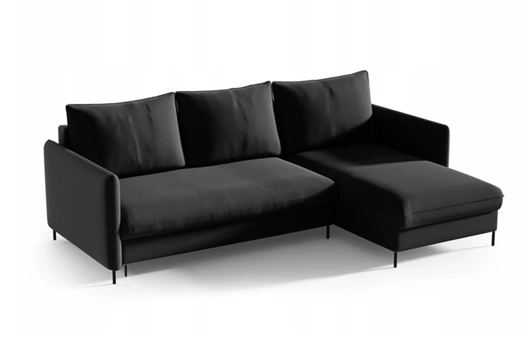 ECKSOFA Belis, Schwarz, Sofa mit Schlaffunktion - Schwarz, Textil (216/165cm) - Bettso