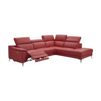 ECKSOFA Jardin Echtleder mit 1 x Relaxfunktion Rot - Rot, Leder/Metall (266/230cm)