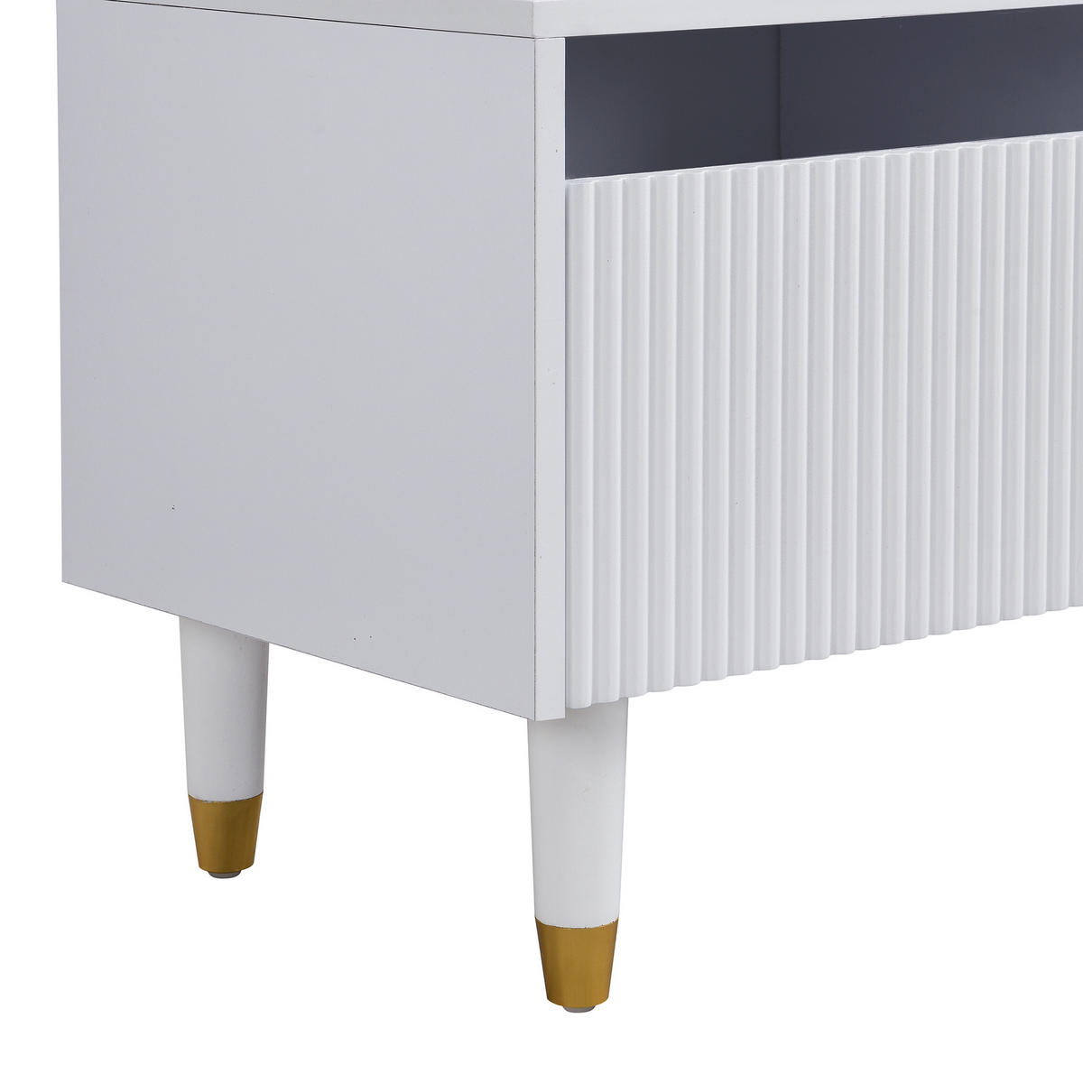 TV-LOWBOARD weiß & rillen-design 4 schubladen - Weiß, Holzwerkstoff (178/45/35cm) - Urban Meuble