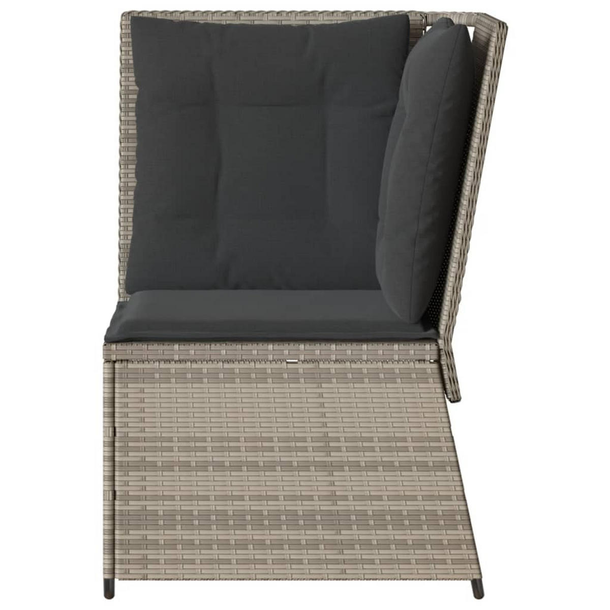 GARTEN-ECKSOFA mit Kissen Hellgrau Poly Rattan - Grau, Kunststoff (67/95/67cm)