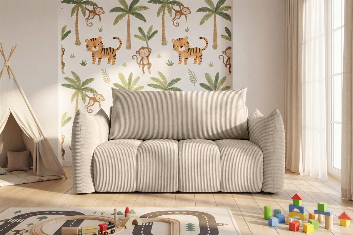 SOFA 2er-sitzer Ontario Mit Liegefunktion - Creme, Holzwerkstoff/Textil (162/86/101cm) - Fun Möbel