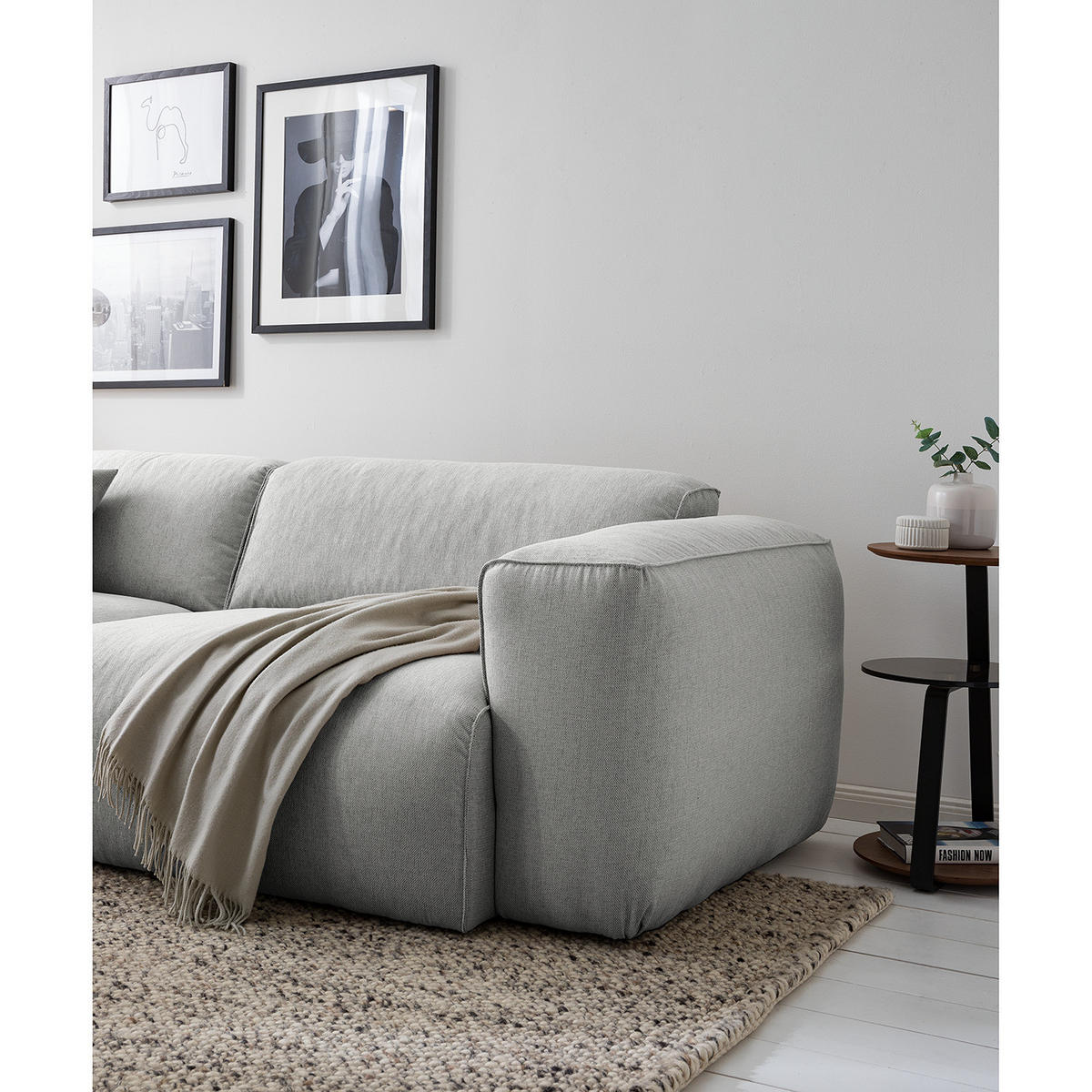 3-SITZER SOFA - Schwarz/Hellblau, Kunststoff/Textil (251/71/102cm) - home24