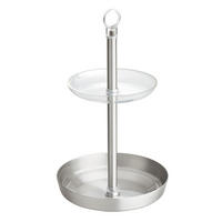 DVOUPATROVÝ stojan na šperky - šedá, kov (15/25.6/15cm) - Calicosy