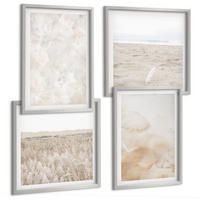 BILDER SET 4er Set - 50x50 cm & 40x60 cm Silberner Rahmen - Modische Pastelltexturen - Silberfarben, Kunststoff (50/50cm) - TULUP