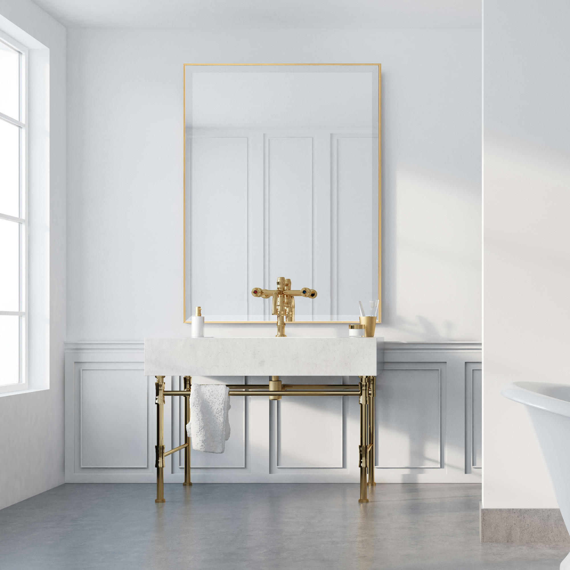 WANDSPIEGEL Novoli - Goldfarben, Glas/Kunststoff (60/4/90cm) - [en.casa]