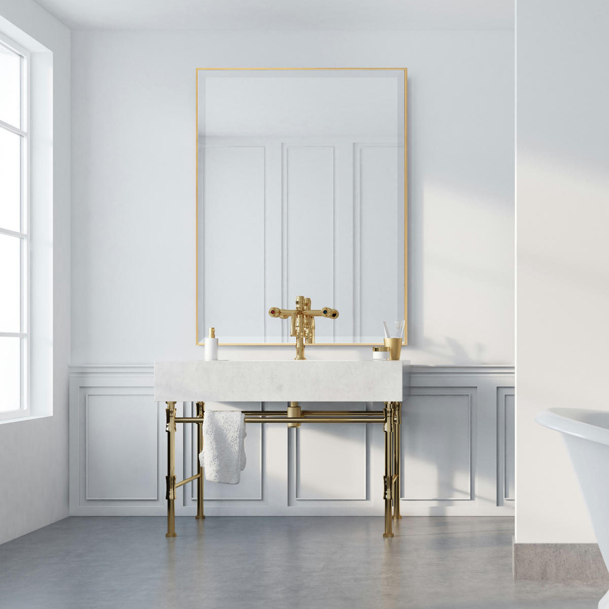 WANDSPIEGEL Novoli - Goldfarben, Glas/Kunststoff (60/4/90cm) - [en.casa]
