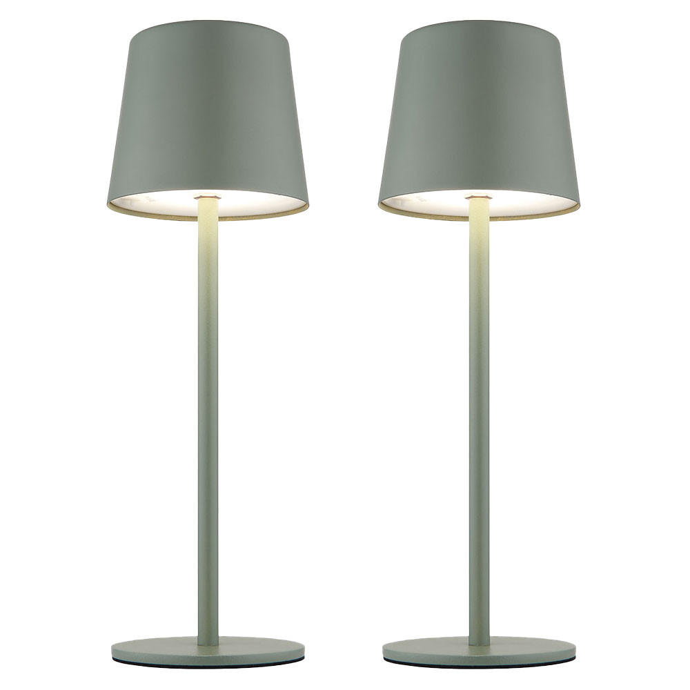 LED AUSSENLEUCHTE Vancouver blassgrün matt 2er Set - Grün, Metall (8.5/8.5/28cm) - Globo Lighting