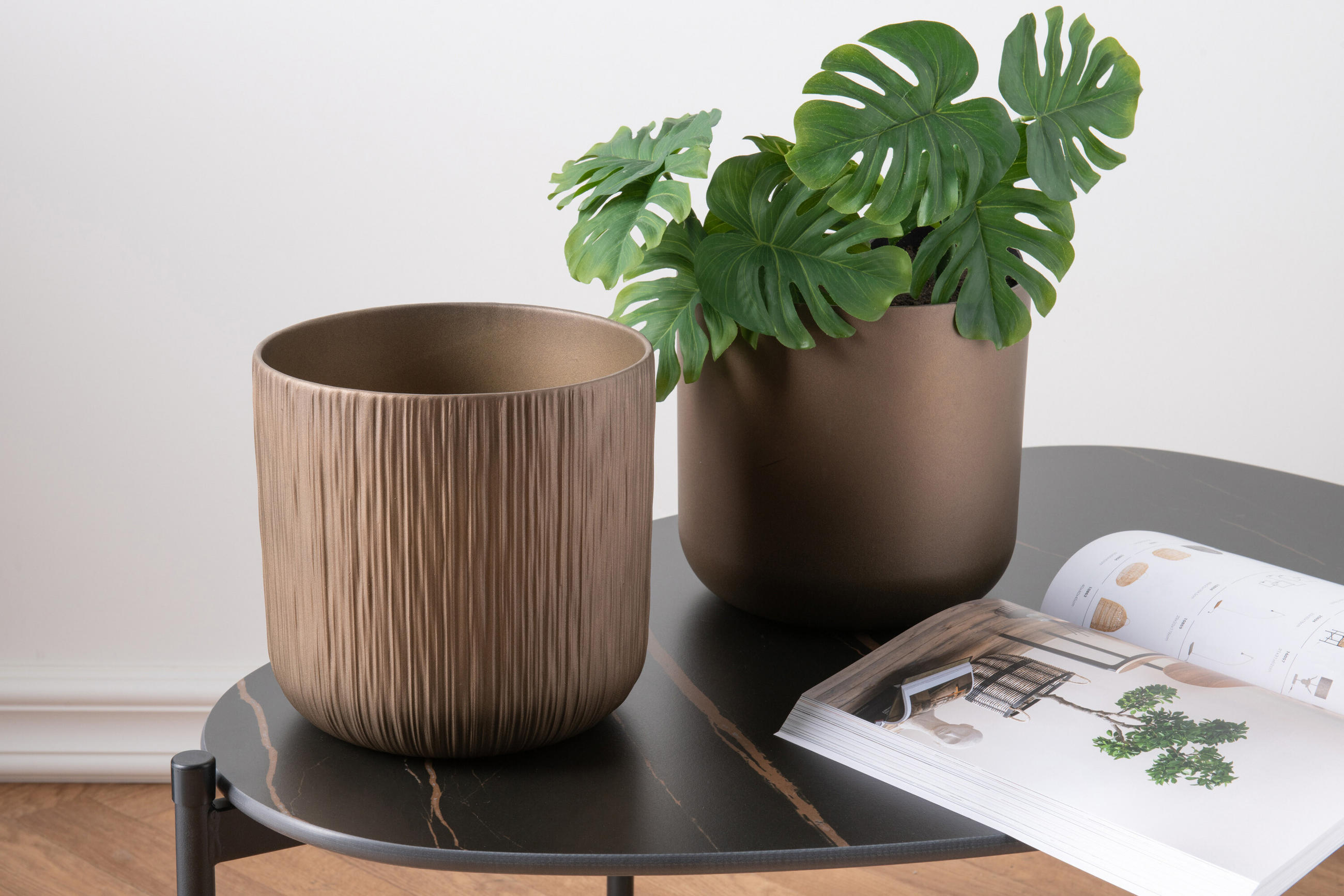 BLUMENTOPF GEN - Keramik - Gold/Kupfer - XL - 2er Set - Ø 21 cm - Kupferfarben, Keramik (21/20.5cm) - J-Line