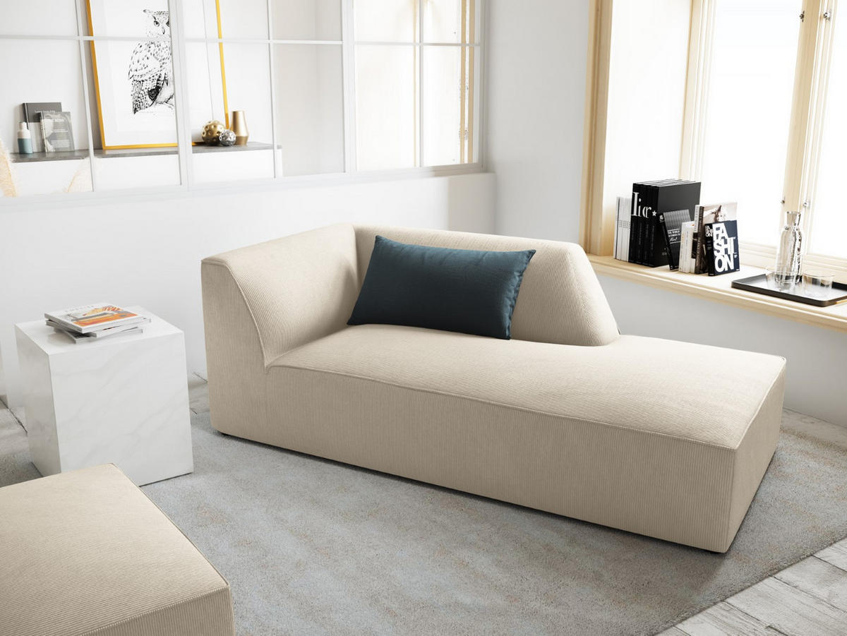 CHAISELONGUE rechts Ruby aus Cord leichtes beige - Creme, Textil (93/69/180cm) - Micadoni