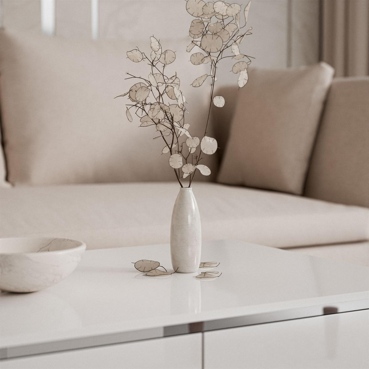 COUCHTISCH AURORA SILVER mit Stauraum und geraden Beinen - Weiß Hochglanz, Holzwerkstoff (60/90/44.5cm) - Lookway