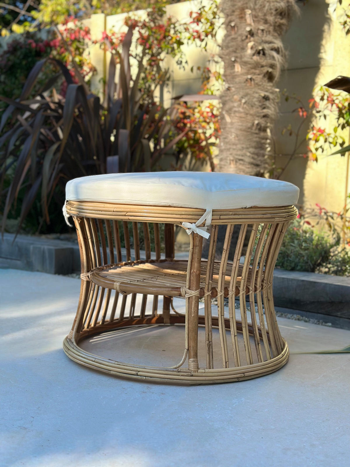 POUF Rattan Beige - Beige, Holz (70/52.5/70cm) - Nordlys