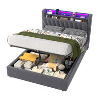 POLSTERBETT 140/200 cm Grau mit Stauraum, USB und LED - Grau, Textil (140/200cm) - MIVRAY