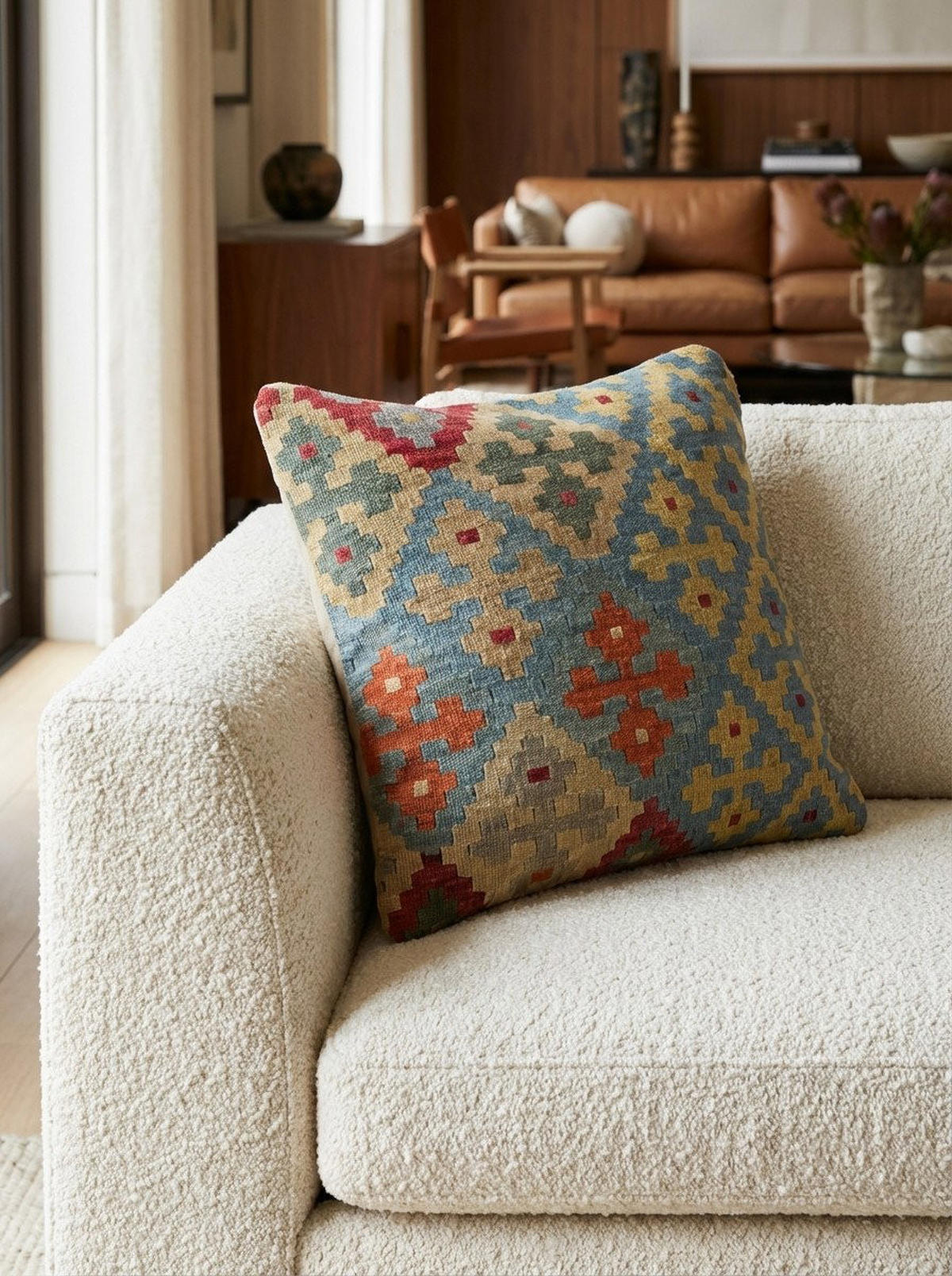 KELIM-KISSEN Mehrfarbig 65/65 cm Schurwolle - Multicolor, Textil (65/65cm) - Looma