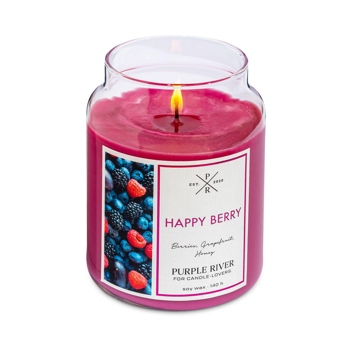 DUFTKERZE Purple River - Rot, Naturmaterialien/Glas (18cm)