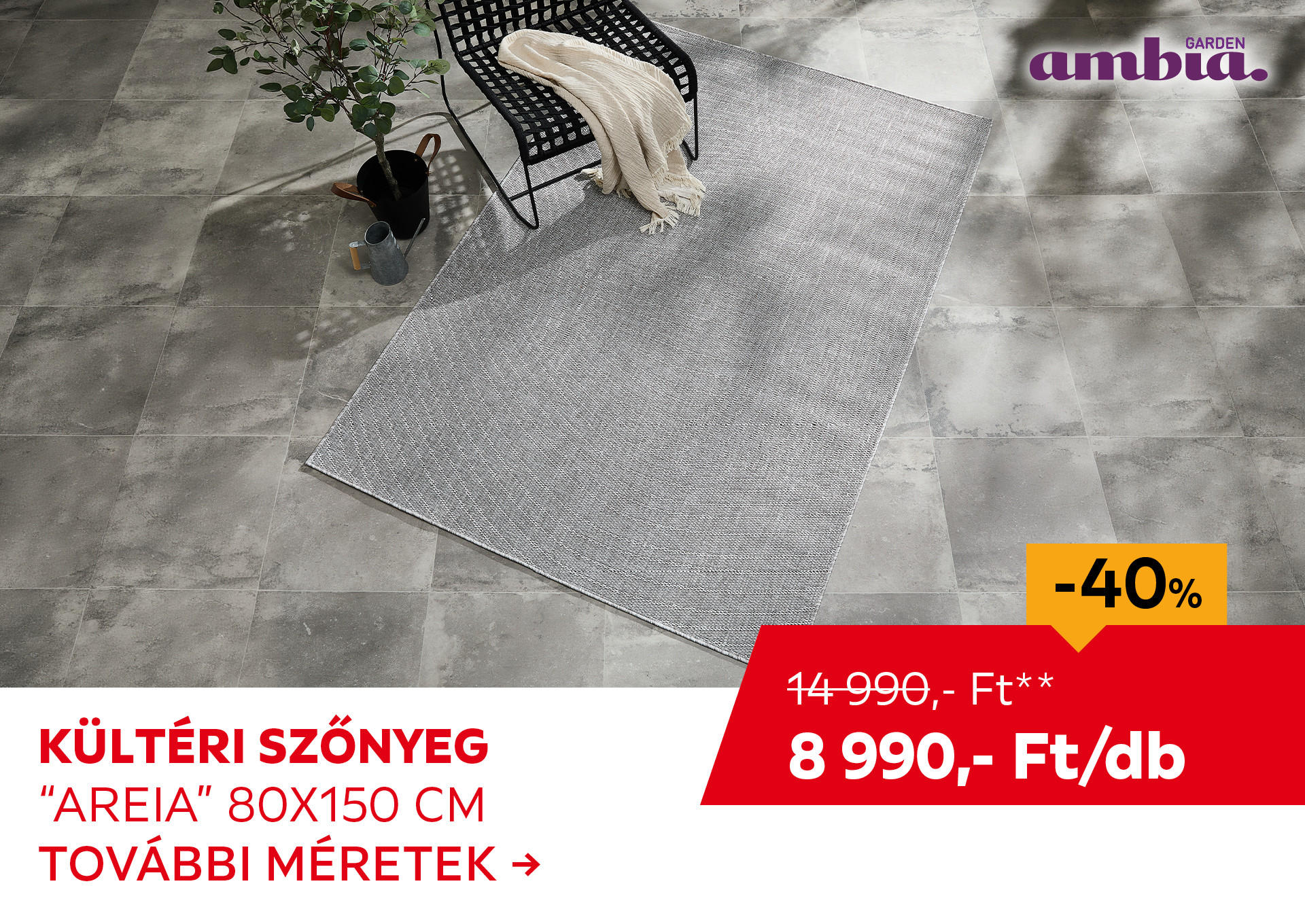 KÜLTÉRI SZŐNYEG "AREIA" 80 X 150 CM Kiemelt termék 14990 Ft.- helyett 8990 Ft.-