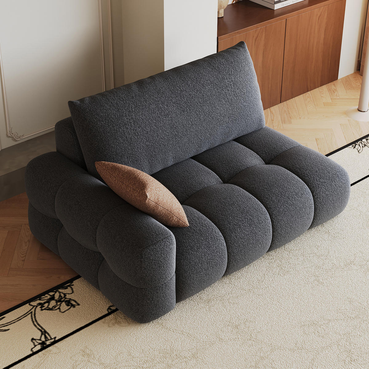 SOFAELEMENT DE-34768 linke 2‑Sitzer Dunkelgrau - Dunkelgrau, Textil (105/86/130cm) - ComfortXL