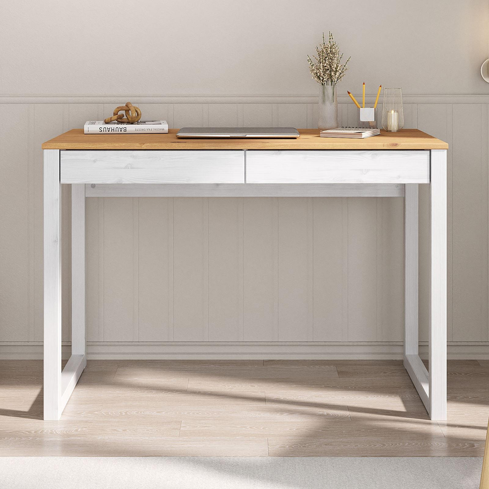 SCHREIBTISCH NOAH - Eichefarben/Weiß, Holz (54/110/75cm) - IDIMEX