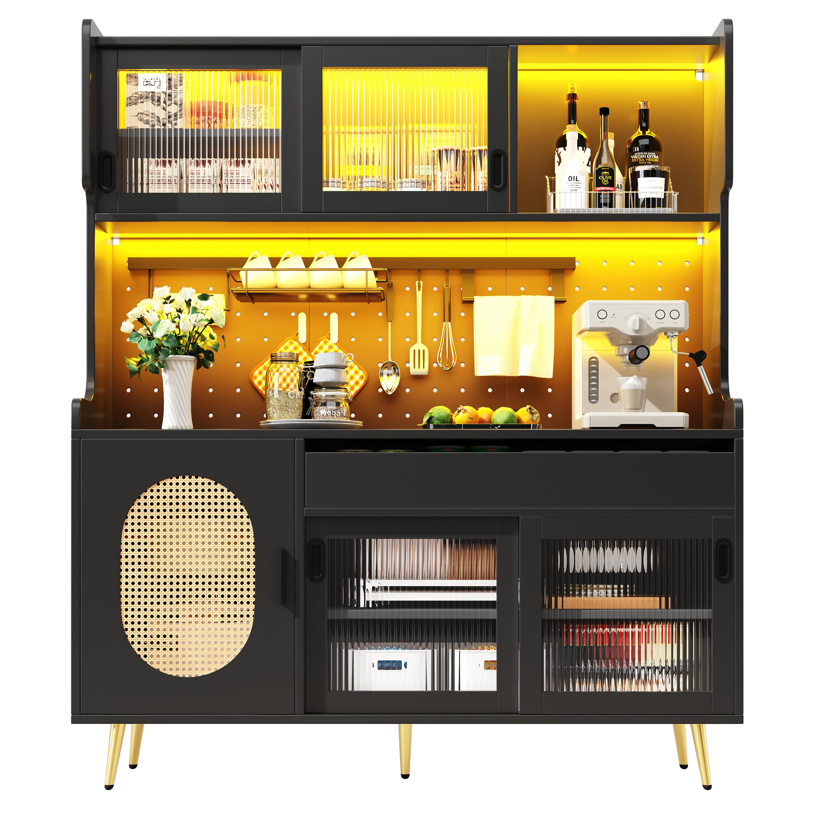 FLIEKS VYSOKÁ SKŘÍŇ 145x39x171 CM LED 5 DVEŘÍ