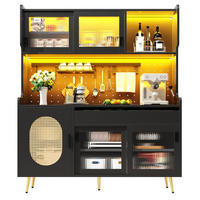 KÜCHENSCHRANK 145x39x171Cm LED 5 Türen Landhausstil - Schwarz, Holzwerkstoff (145/171/39cm) - FLIEKS