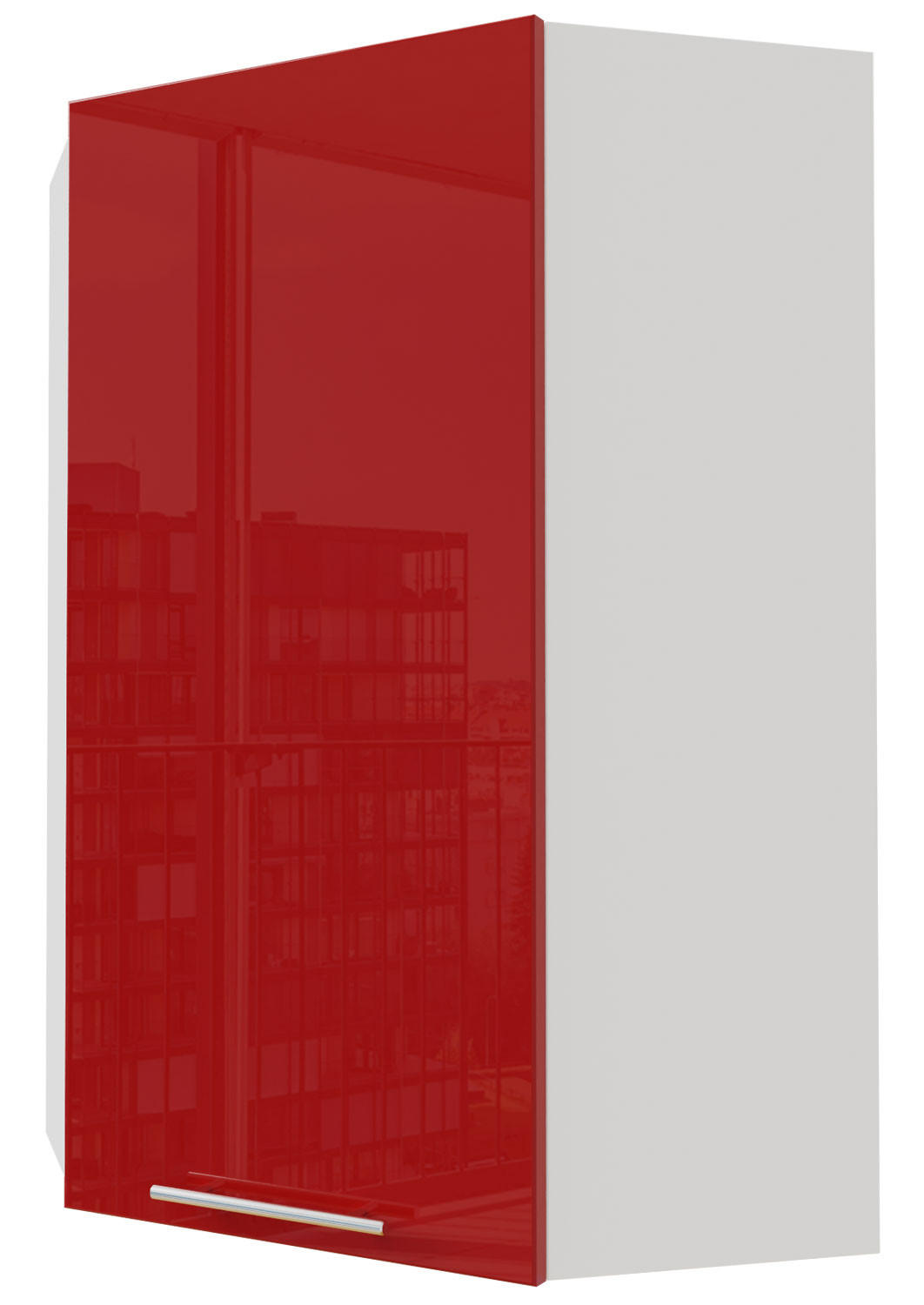 ECKHÄNGESCHRANK Brerra RAL 3002 karminrot Hochglanz / Weiß Matt 60 / 60 / 96cm - Rot/Weiß, Holz/Holzwerkstoff (60/96/60cm) - Feldmann-Wohnen