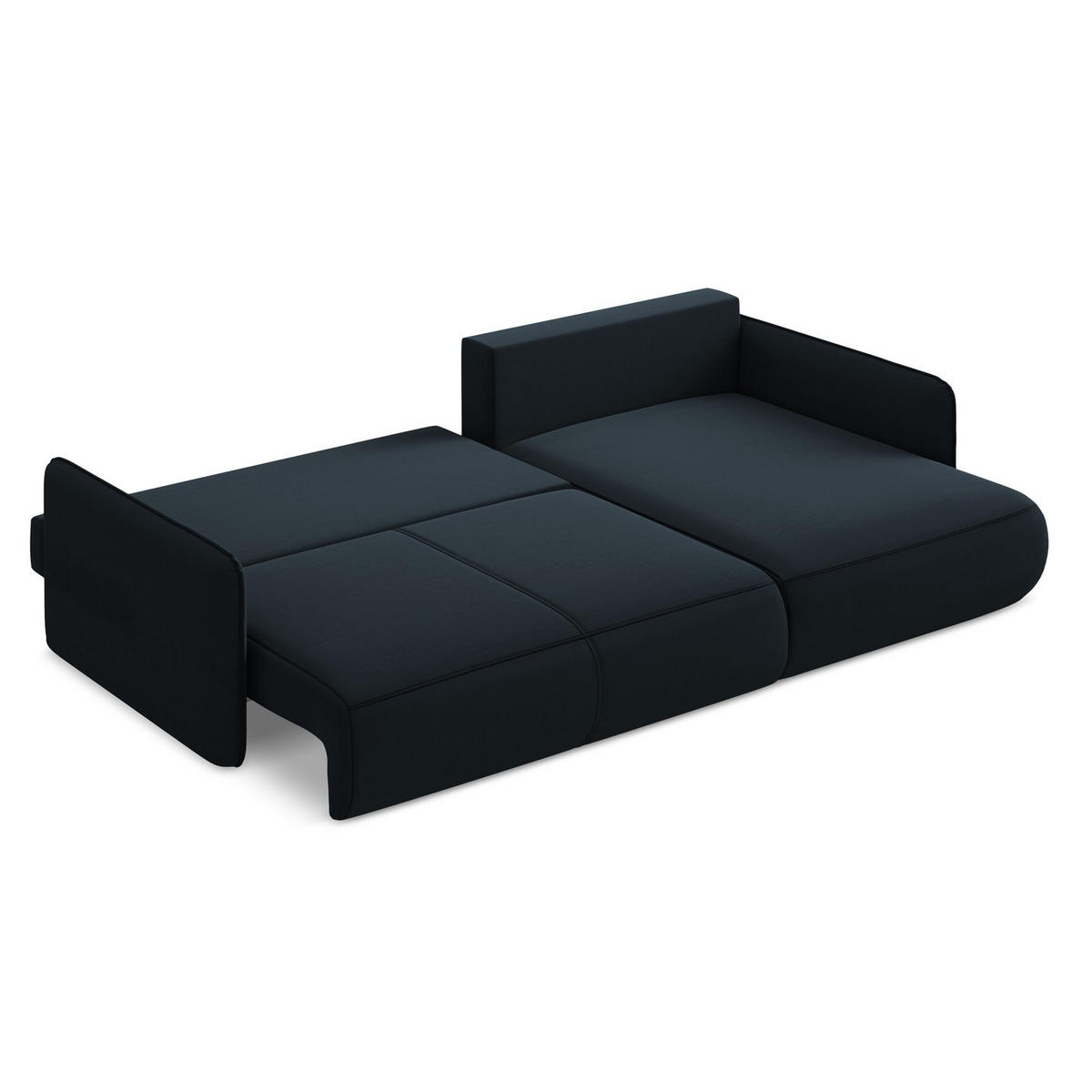 ECKSOFA mit Schlaffunktion Samt Stoff Blau - Blau/Schwarz, Kunststoff/Textil (240/148cm) - LaMiaSofa
