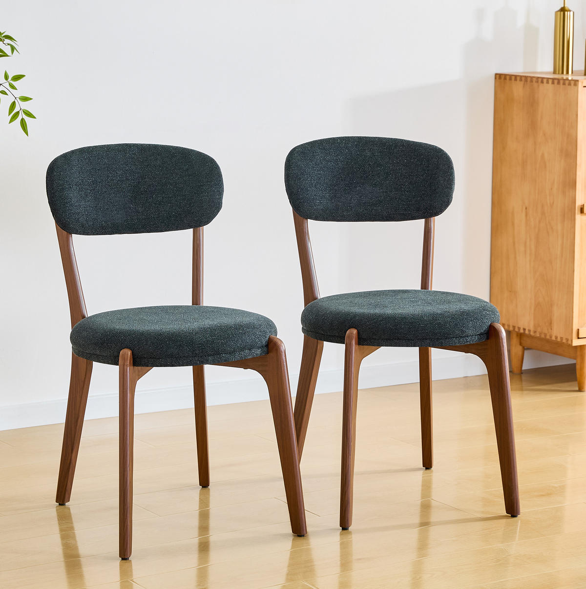 ESSSTUHL 2er-Set 55,5 x 48,5 x 84 cm Leinenstoff Schwarz - Schwarz, Holz (55.5/84/48.5cm) - Meubliv