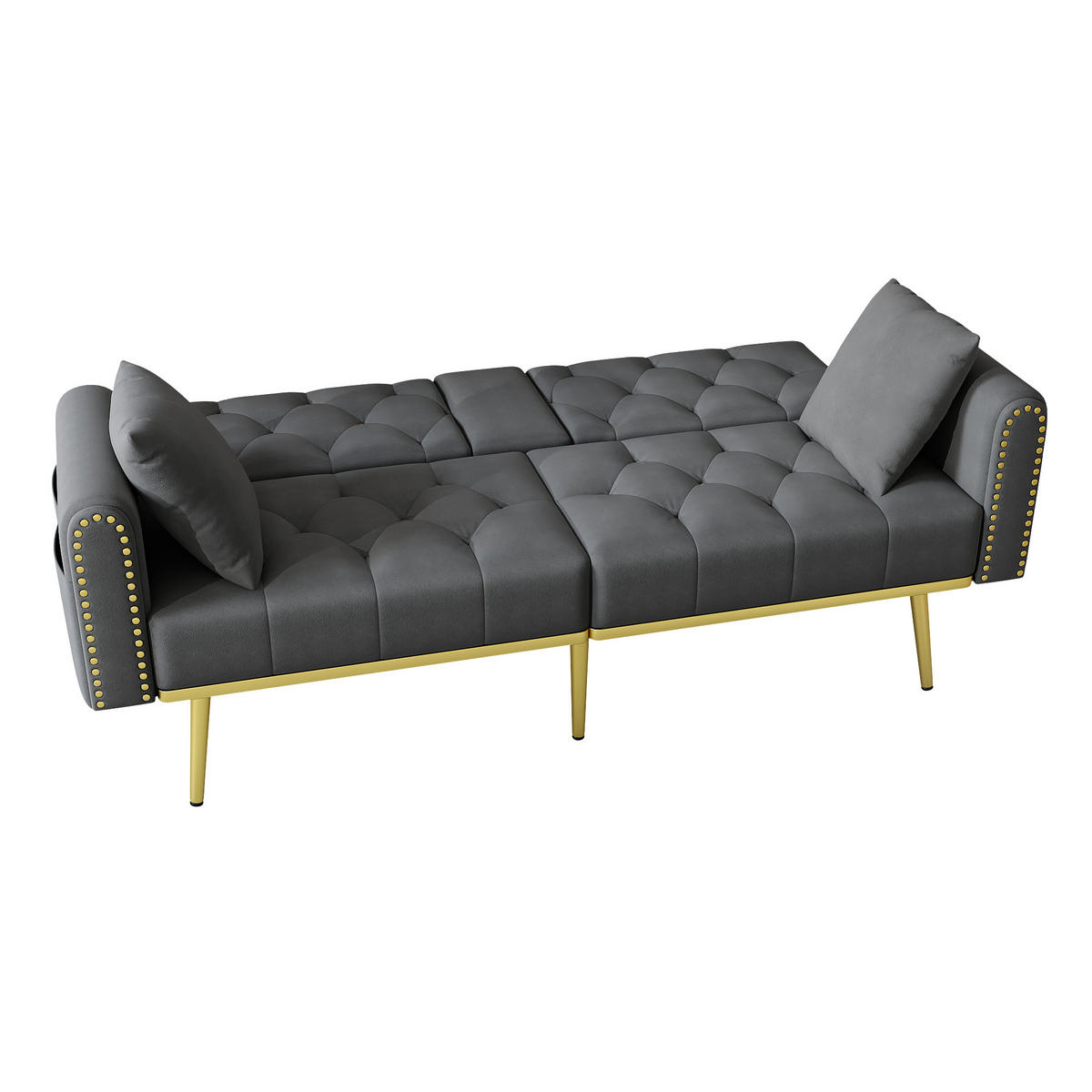 SCHLAFSOFA Samt mit verstellbarer Rückenlehne und Getränkehalter Grau 175/80/73,5 cm - Grau, Textil (73.5/175/80cm) - Redom