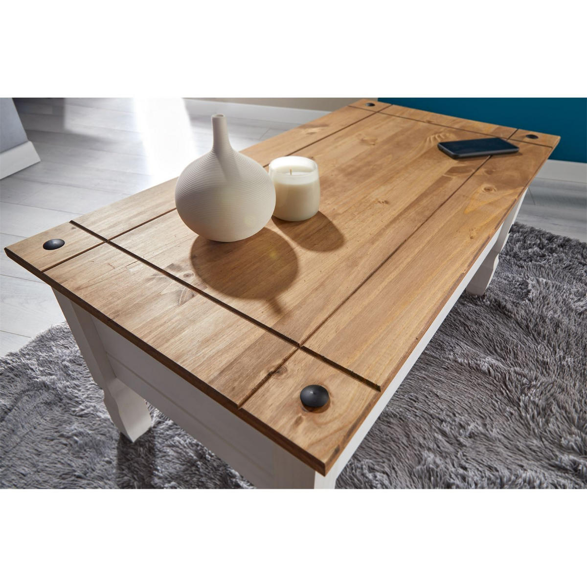 COUCHTISCH CAMPO - Weiß/Braun, Holz (50/95/45cm) - CARO-Möbel