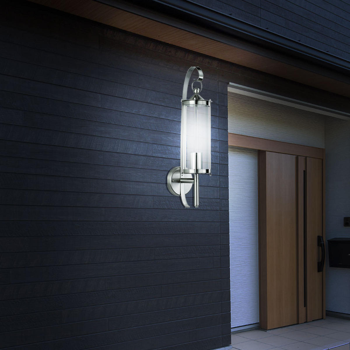 WANDLAMPE Edelstahl Glas Silber - Silberfarben, Metall (15.5/11.4/52.5cm)