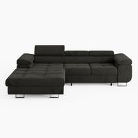 ECKSOFA VEMO CORE Links Schwarz Velours-Stoff mit Schlaffunktion und Bettkasten - Schwarz, Holz/Metall (280/205cm) - Barchello